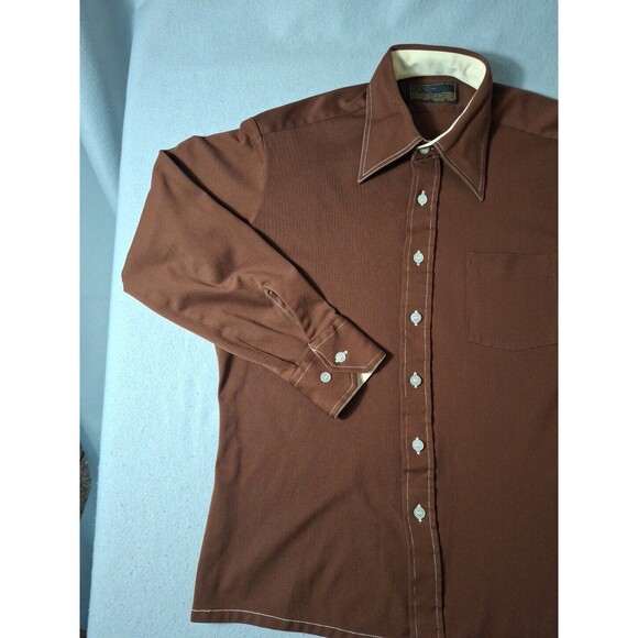 Sears The Mens Store Either Shirt Large Golden Comfort Long Sleeve Vintage - Picture 2 of 7